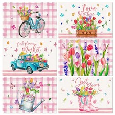 Set of 6 Spring Placemats 12 x 18 Inch Flower...