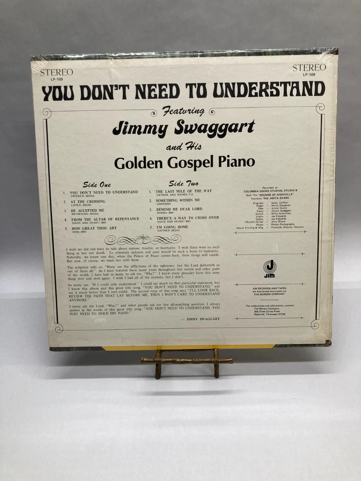 Jimmy Swaggart You Don't Need To Understand Vinyl LP 1974 Jim Record LP-109 - Image 2 of 4