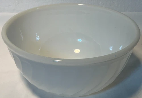 Vintage 8" Diameter Fire-King Glass Oven Ware White Swirl Mixing Bowl Fire King