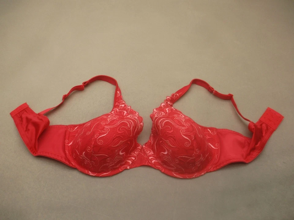 Sujetador demi ajustable 44C Playtex para mujer forrado rojo con aros cierre trasero 1E Foto 3 de 4