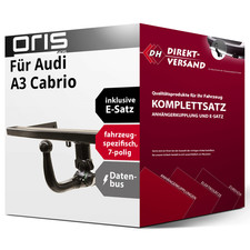 Für A3 Cabrio 8P (Oris) Anhängerkupplung abnehmbar + E-Satz 7pol spezifisch