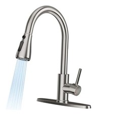 Kitchen Faucets with Pull Down Sprayer - High Arc Stainless Steel Brushed