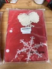 Large Christmas Backdrop 7x16ft Red Snowflake Banner Wall Decor Holiday Photo