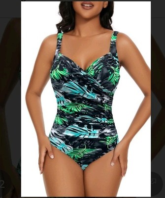 Aqua Regina Women's Plus Size Tummy Control Ruched One Piece Swimsuit XL