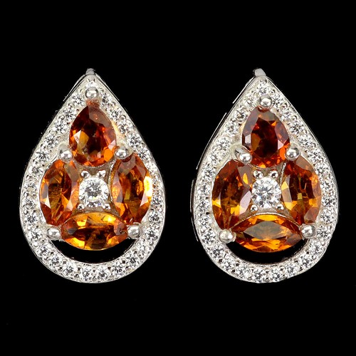 925 Sterling Silver Earrings Marquise Citrine 5x2.5mm Natural Gemstone Jewelry