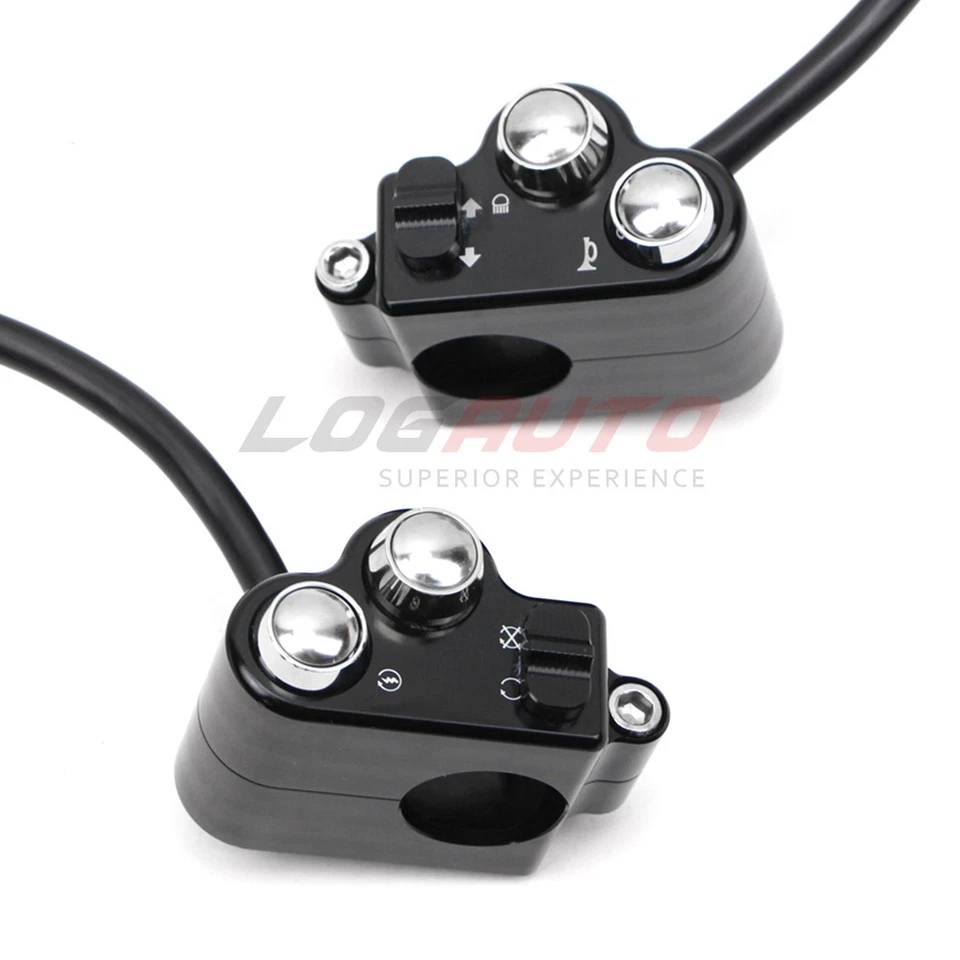 For Harley Universal 1'' Handlebar Control Switch Motorcycle Start Button Black - image 4 of 4