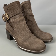 Bottes Chunky À Talon En Cuir Brun Grain De Pierre Taille 6.5 LOUIS VUITTON