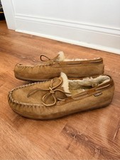 LL bean mens Wicked Good real fur Moccasin Size 12 wide