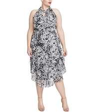 Rachel Roy Womens Chiffon Midi Dress, White, Plus Size, 24W