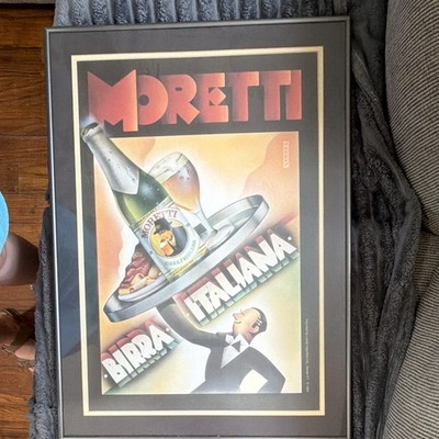 Moretti Birra Italiana Framed Advertising Poster Art Deco Fortunato Depero