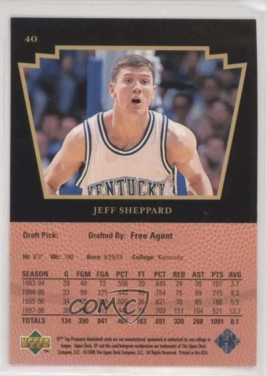 1998-99 SP Top Prospects Jeff Sheppard #40 - Image 2 of 2