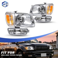 For 2001-2004 Toyota Tacoma Headlights Chrome Amber Corner Lampsbumper 6pcs Set