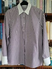 Walbusch Bluse 44 lila-weiß gestreift bügelfrei Topzustand