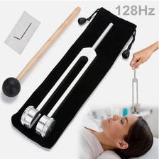 128Hz Healing Tuning Fork Sound Therapy Relaxation Meditation w Silicone Hammer