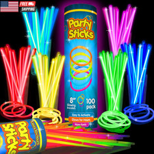 Glow Sticks Party Supplies 100Pk - 8 Inch Glow in the Dark Light up Sticks Party