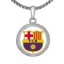 FC Barcelona Soccer Futbol Mens Womens 24" Stainless Steel Pendant Necklace D5