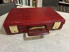 Cassette Tape Carry Case Like New Condition Cherry Red Faux Snake Skin Effect