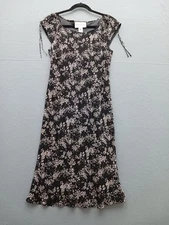 Evan-Picone Women's A-line Knee Length 8 Black Floral Short Sleeve Dress