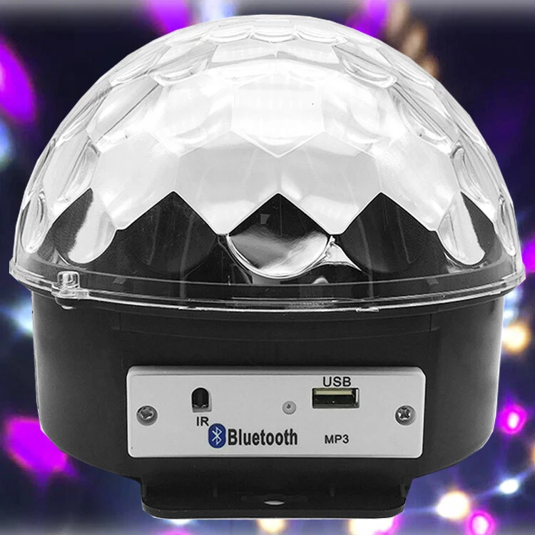 LED Bluetooth Disco Ball Party Light USB SD MMC Card Port Remote Control Mp3