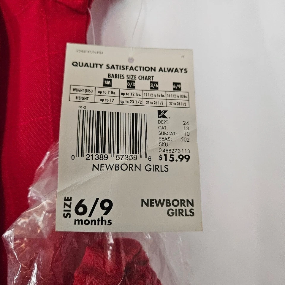 Expressions~Vintage~Red pleated dress~6/9 months~Headband~Valentines Day NWT - Image 3 of 4