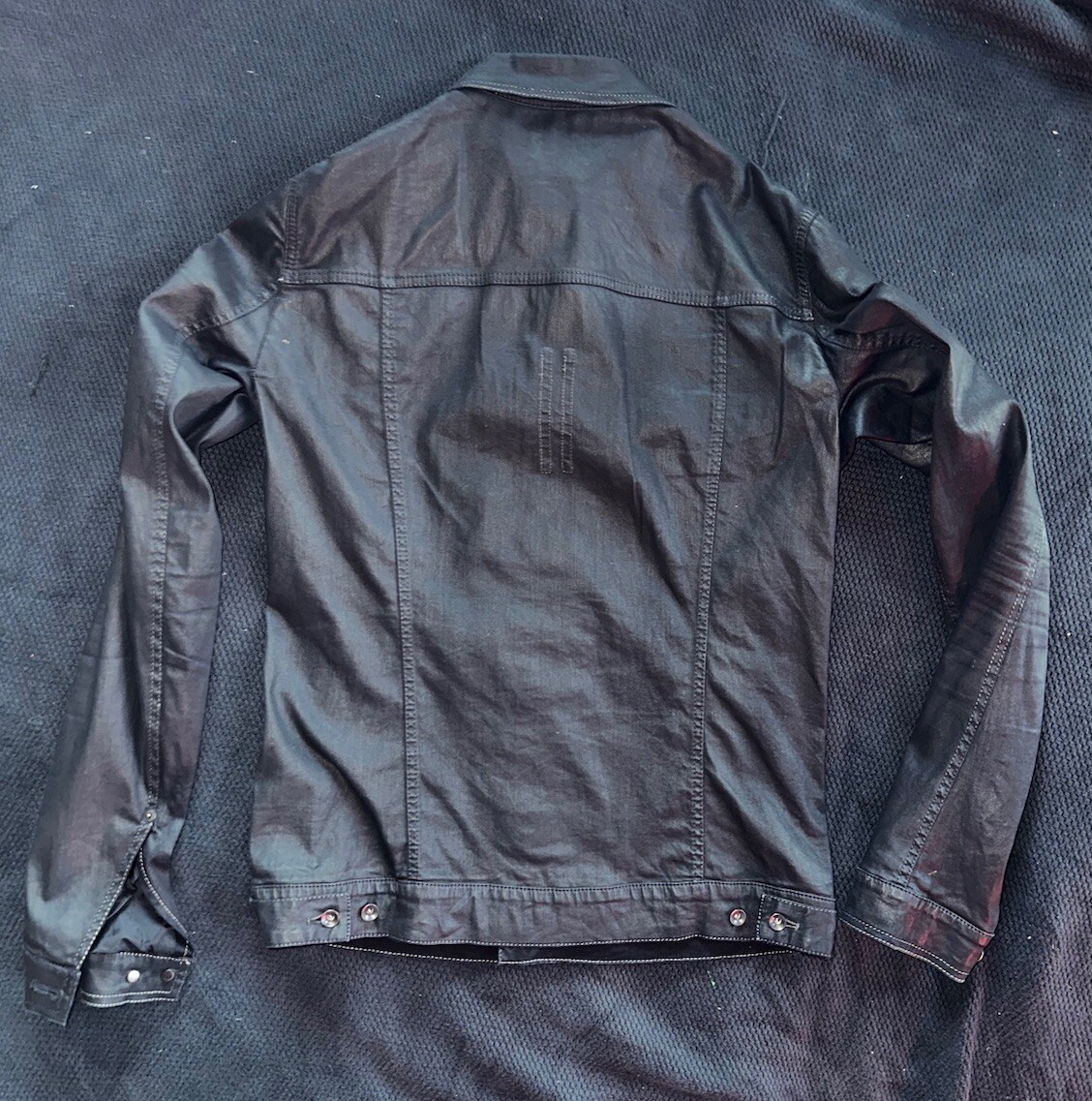 Rick Owens Drkshdw Black Wax Denim lab Jacket Size Small | eBay