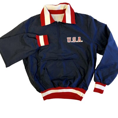 ジャケット Vtg 80's Delong USA Blue 1/4 Zip Pullover Windbreaker STUTTGART