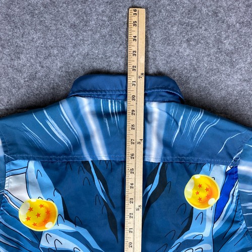 DRAGON BALL Z Hot Topic Shirt Mens Medium Blue Button Up Vegeta Goku Shenron - Picture 9 of 11