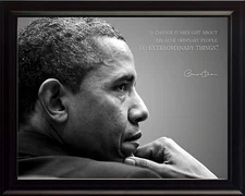 Barack Obama Photo Picture, Poster or Framed Famous Quote "A change is brought"