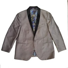 Starlight Stone Metallic Jacquard Tuxedo Jacket Vintage Style Sz Avail 46 48