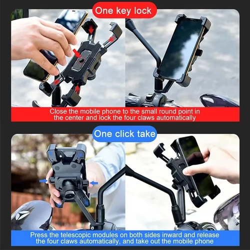 Bike Mobile Holder 360° Phone Rotation Shockproof Mount for Motorcycle & Bicycle - 第 3/9 張圖片