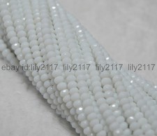 Natural 2x4mm Faceted White Jade Rondelle Gemstone Loose Beads 15 Inch AA