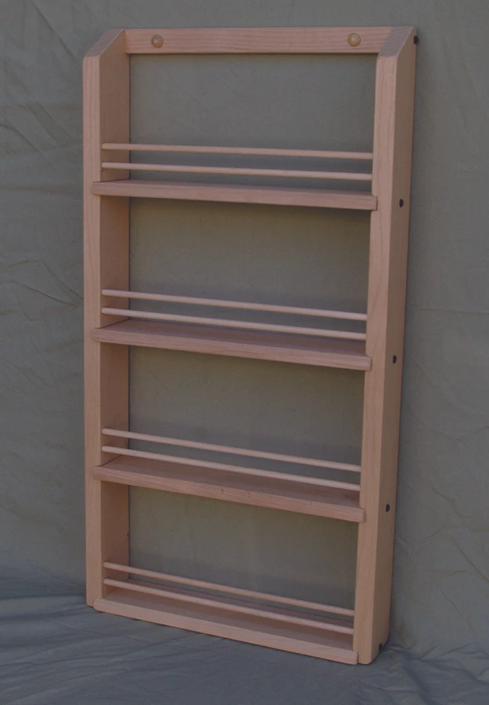 Unfinished Alder 4-shelf Spice Rack