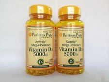 Puritan’s Pride Mega-Potency Vitamin125 mcg D3 5000 IU 100+100 (200 Softgels) 