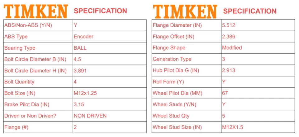 Cojinetes de cubo de rueda trasera TIMKEN para Dodge Avenger calibre 08-12 Chrysler Sebring Foto 3 de 4