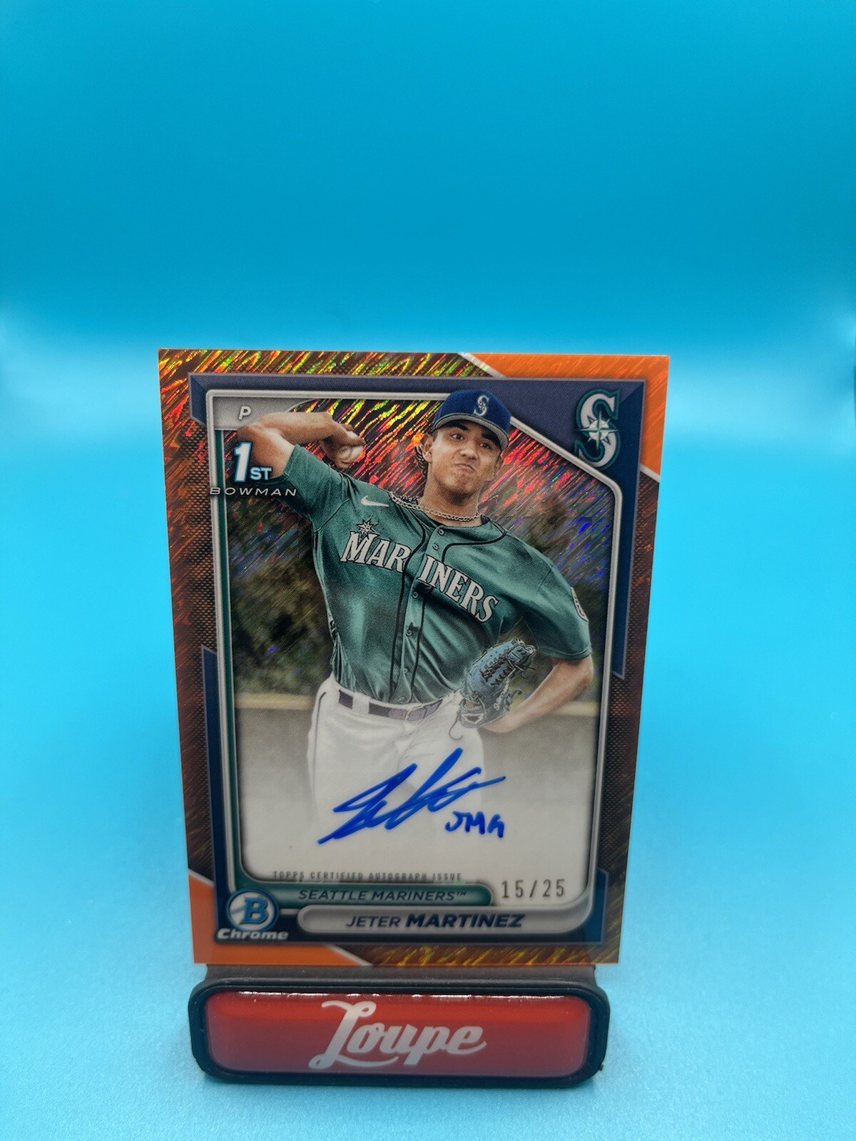 Jeter Martinez 2024 Bowman Chrome 1st Bowman Orange Shimmer Auto 15/25 Mariners