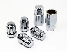 4 12x1.5 Chrome Acorn Wheel Locks w/ 2 Keys for Buick Chevy GMC 40700SCH2