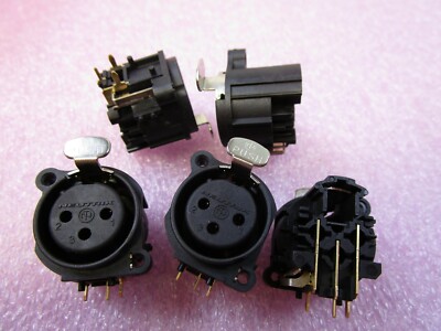 (5 NEW) Neutrik XLR NC3FAH1 Panel-mount female 3 pin Series B - Right Angle