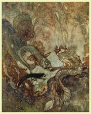 Poster The Mermaid Ocean Fishes Fairy Tale Children Book Image Repro FREE S/H