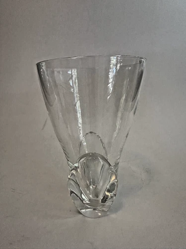 Vintage Hand-Signed STEUBEN GLASS 9" Tall Wide-Mouth Crystal Flower Vase Classic