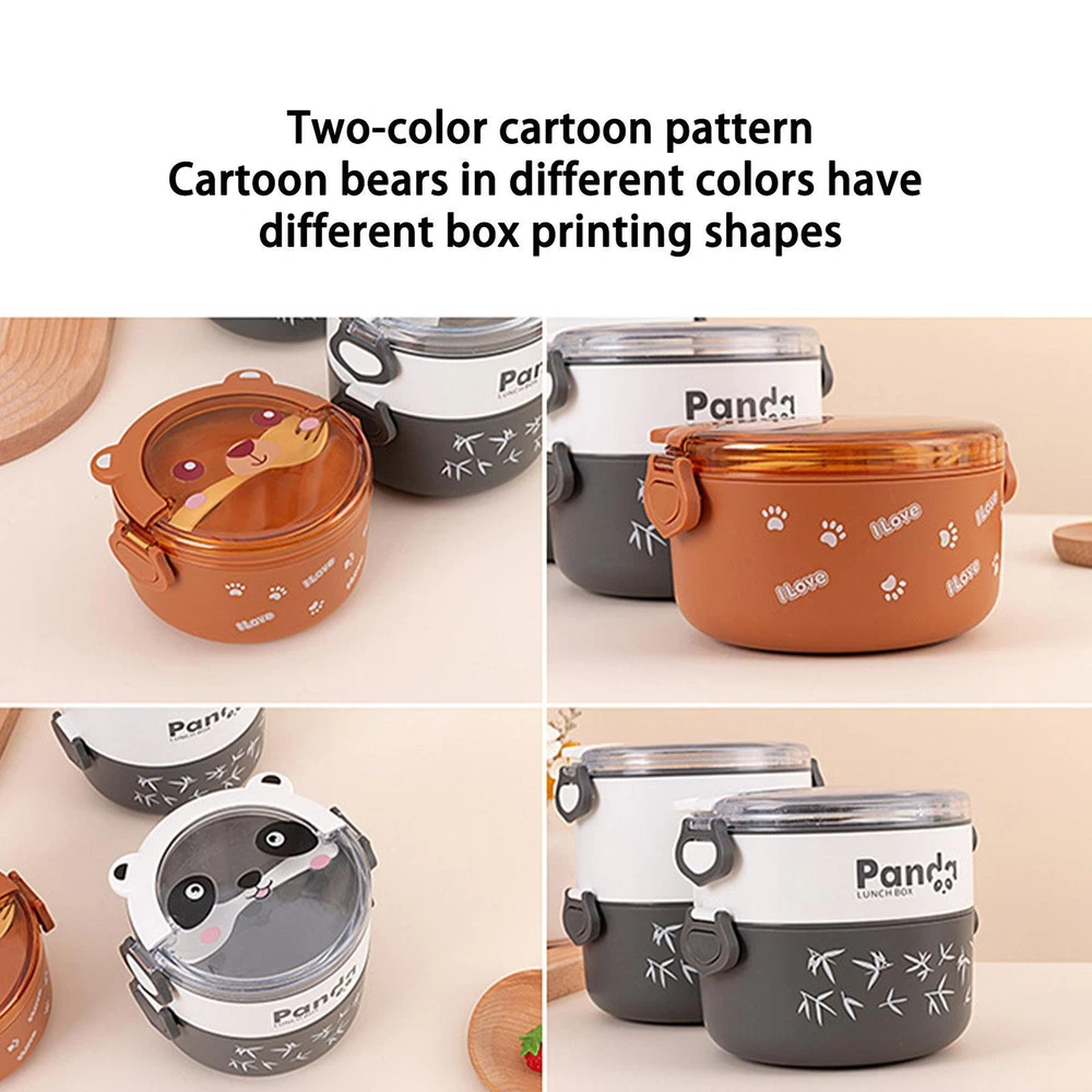 Lunch Box Container Cartoon Thermal Bento Box Stackable Leakproof Food Container