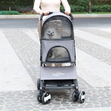 Dog Cat Folding Standard Stroller with Detachable Carrier Storage Basket 4 Wheel