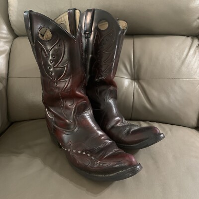 Durango Cowboy Boots Western Black Cherry Pull On Mens DB585 Size 9.5 D READ Vtg. Durango DB585 Men main image 4
