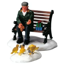 Lemax 2004 Feeding Pigeons Set Of 2 Caddington Village 42905 Grandpa With Gifts 