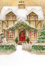 Nice MERRY CHRISTMAS Card, Delightful Holiday House by Fantus Paper Products +✉