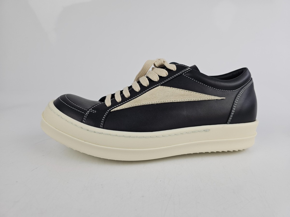 スニーカー RICK OWENS | PORTERVILLE LOW SNEAKERS BLACK/MILK/MILK (LCO) Size 8 - Rick Owens Porterville Vintage Low Black Milk W for