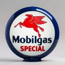 Mobilgas Special 13.5" Gas Pump Globe w/ Dark Blue Plastic Body (G149)