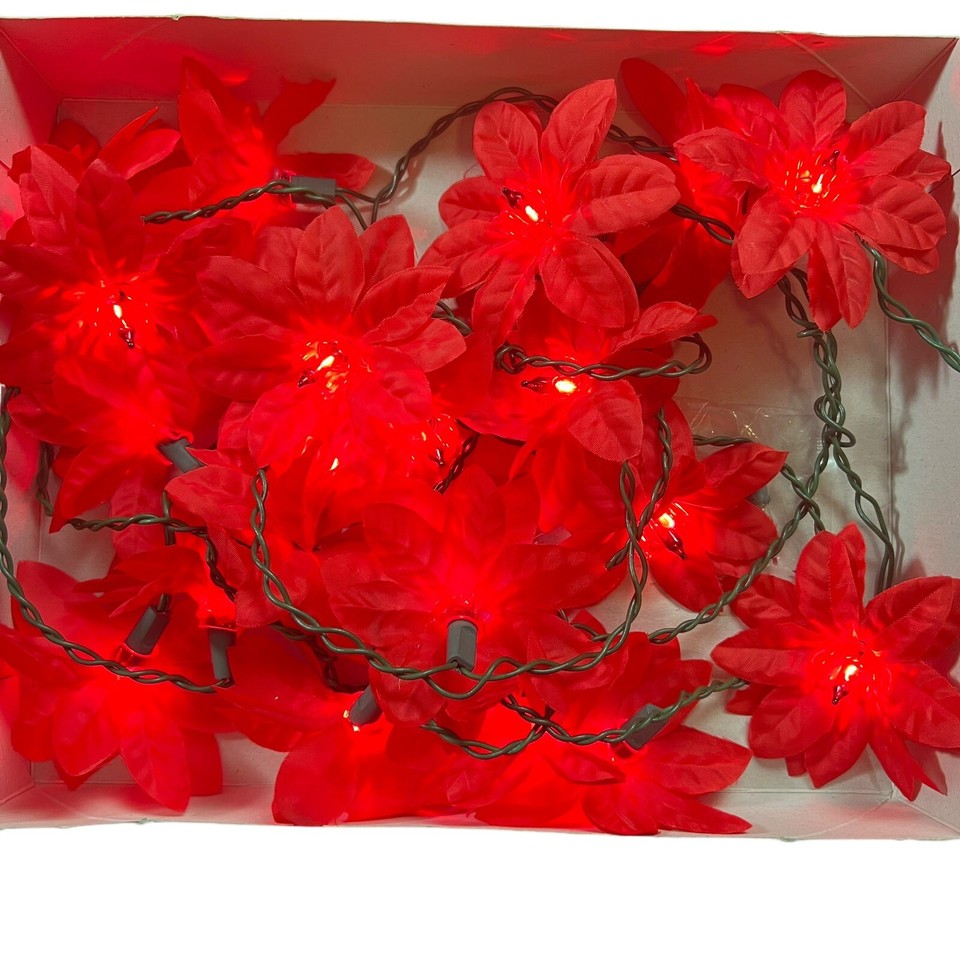 Poinsettia Christmas Lights 20 Indoor Outdoor Red Tulip Reflectors