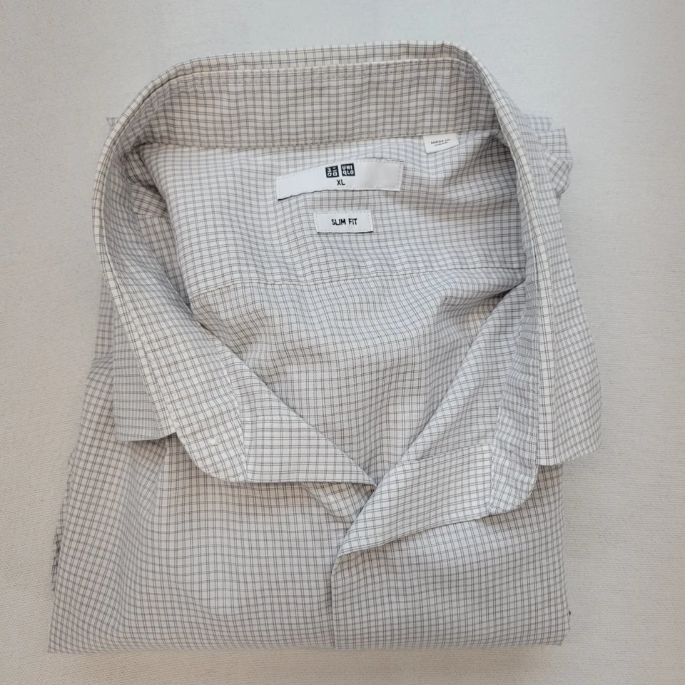 Camisa ajustada Uniqlo Super Non-Iron Jersey para hombre XL gris geométrica informal negocios Foto 4 de 4