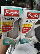 LOT of 2 Playtex Drop Ins System Original Nurser Baby Bottle 4oz Slow Flow Latex