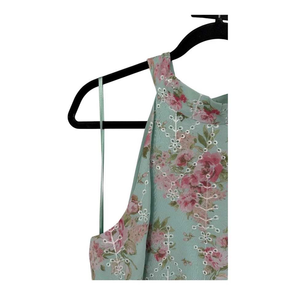 Eliza J floral halter mini tiered floral dress light green size 16 - Image 4 of 4